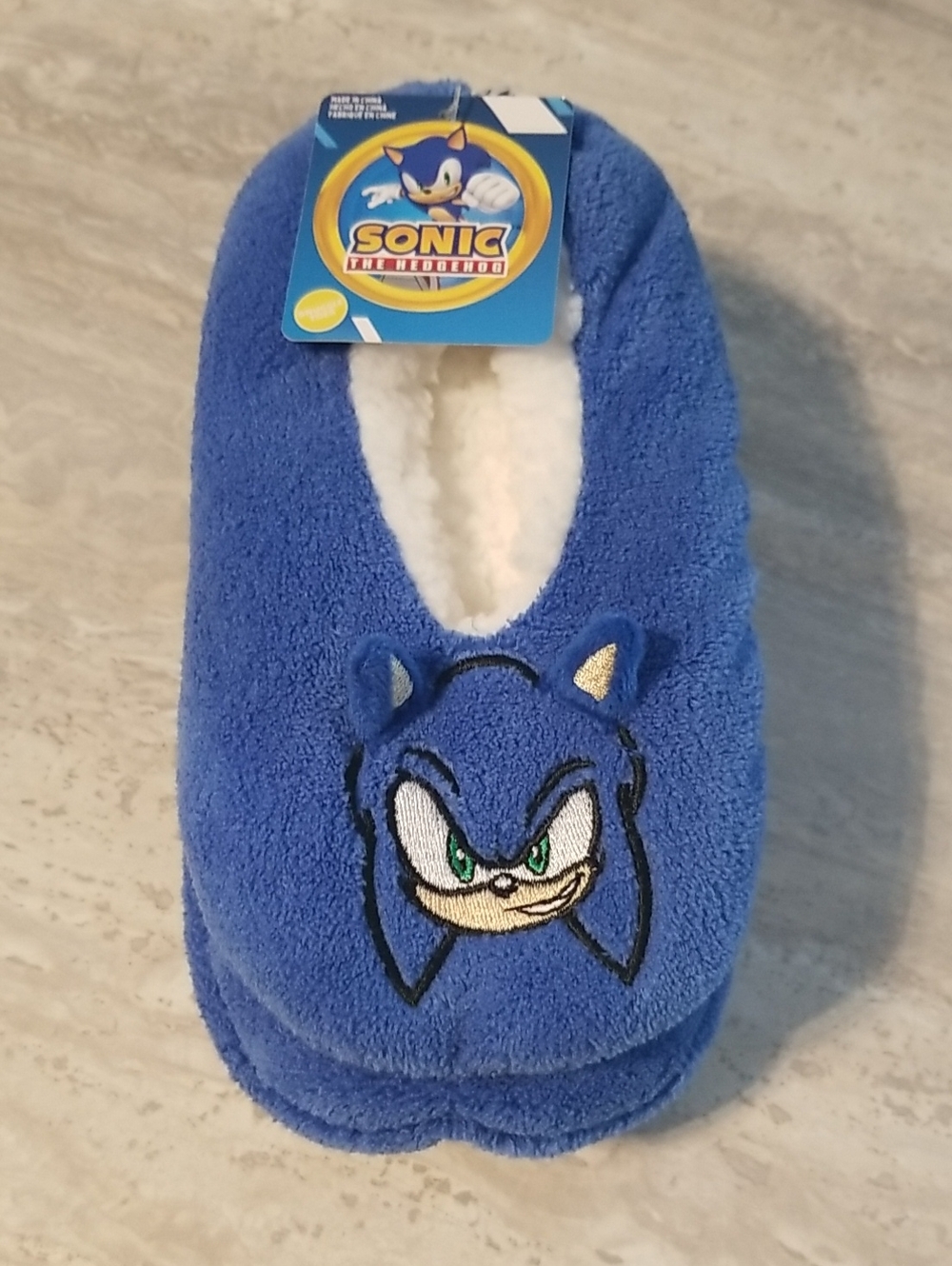 Sonic the Hedgehog Blue Plush Slippers Size Kids M-L